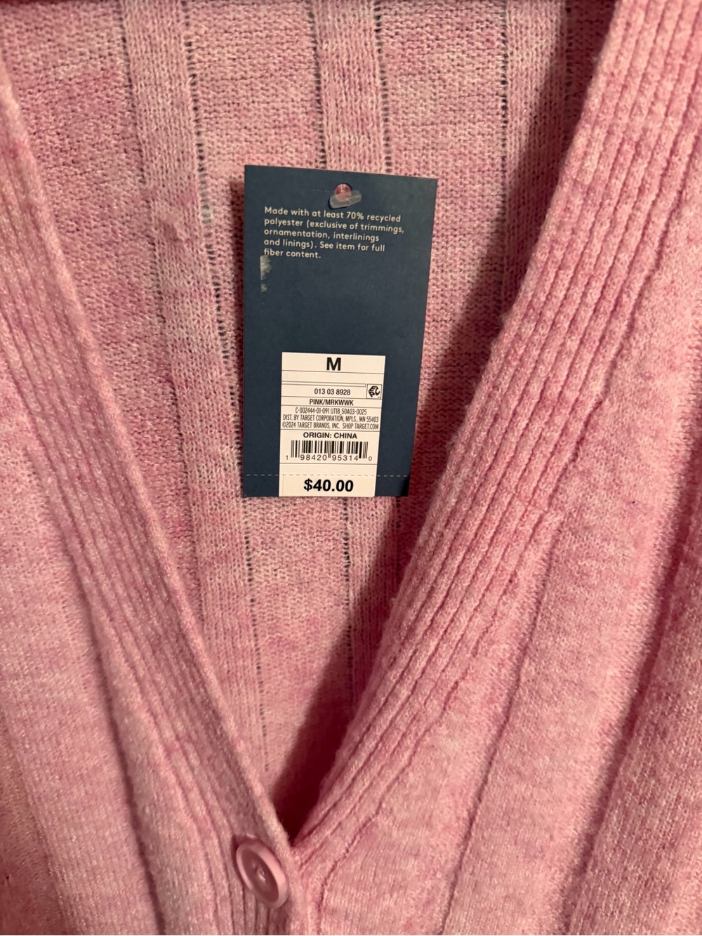 Universal Threads Soft Pink Ribbed V-Neck Button Down Cardigan - Picture 3 of 4